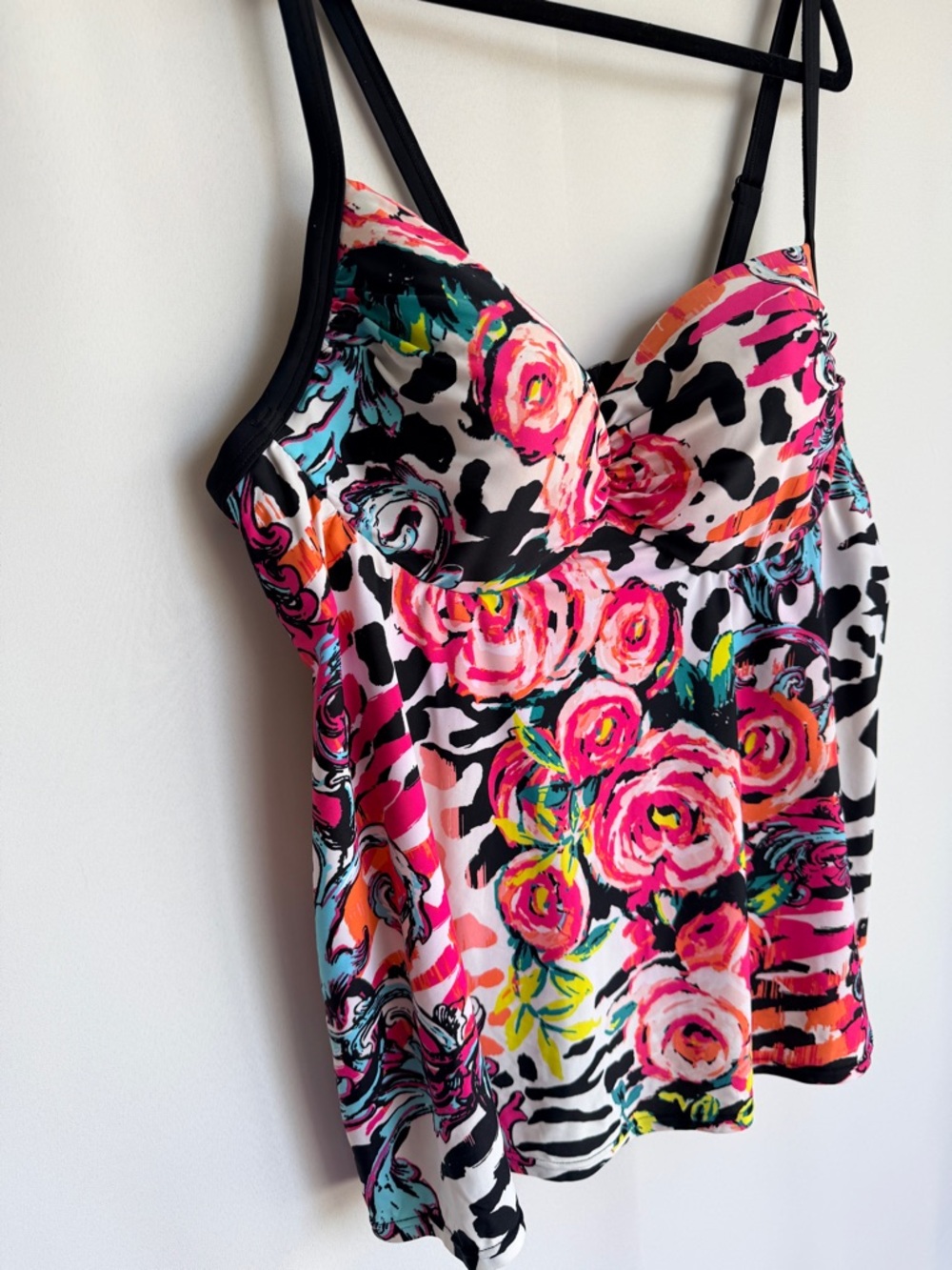 44D Cacique Floral Animal Print Tankini Swim Top 44D – Underwire Support